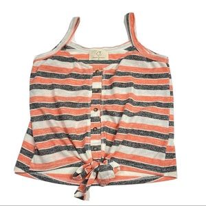 Hyped Unicorn Striped Button Down Crop Tank